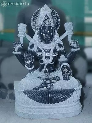 36" Seated Goddess Lakshmi Granite Statue