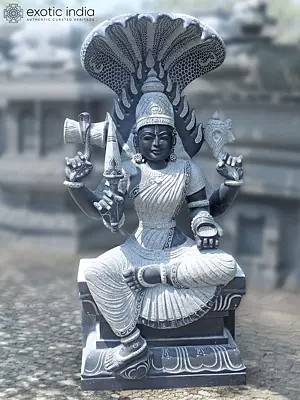 Granite Sculpture of the Four Armed Goddess Mariamman (46" Large)