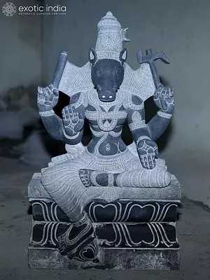 Granite Sculpture of Goddess Varahi Amman - 36" Height
