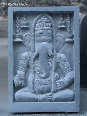 66" Lord Ganesha Statue Depicted in Large Size Granite | Handmade Indian Art