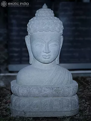60" Large Size Lord Buddha Bust | Granite Statue | Handmade Indian Art