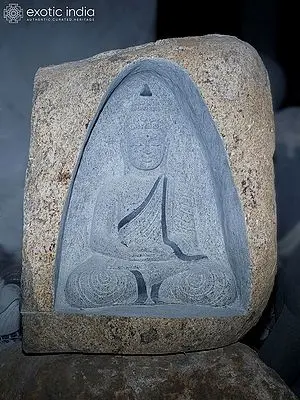 37" Lord Buddha Depicted in the Granite | Handmade Indian Art