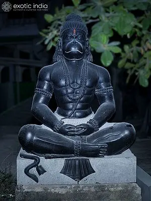 64" Large Size Lord Hanuman | Granite Statue | Handmade Indian Art