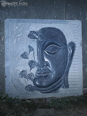 54" Large Hand Carved Lord Buddha Granite Stone Panel