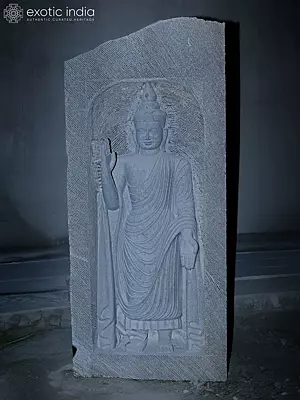 81" Lord Buddha - Abhaya Mudra | Granite Statue | Handmade Indian Art