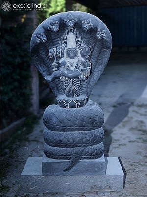 Large Granite Nagamma Sculpture: The Hindu Snake Goddess