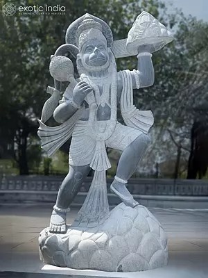 126" Lord Hanuman Carrying Sanjeevani Booti Granite Statue