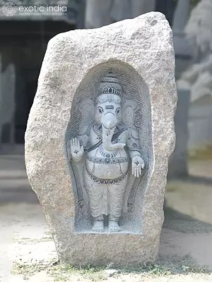78" Lord Ganesha Statue Carved in Granite Stone