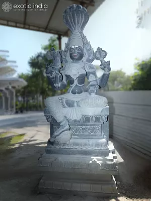 84" Goddess Mariamman | Granite Statue | Handmade Indian Art