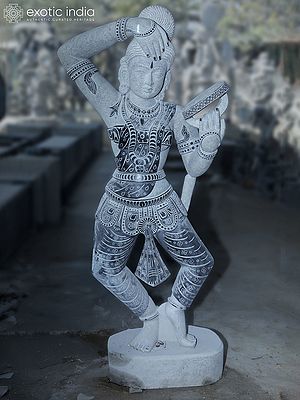 64" Large Size Dancing Apsara - The Beauty of Heaven | Granite Statue | Handmade Indian Art