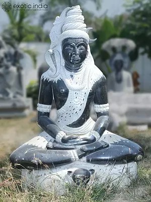 68" Large Lord Shiva in Meditation Pose | Granite Statue | Handmade Indian Art