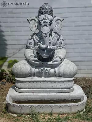 Large Granite Lord Ganesha Fountain Sculpture