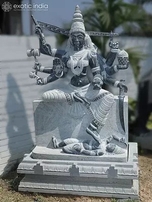 74" Goddess Mariamman | Granite Statue | Handmade Indian Art