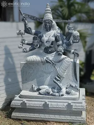 74" Goddess Mariamman | Granite Statue | Handmade Indian Art