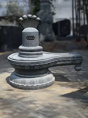 33" Granite Shivalinga Statue with Naga