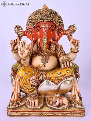 Modak Priya Lord Ganesha Marble Sculpture, 12 Inch