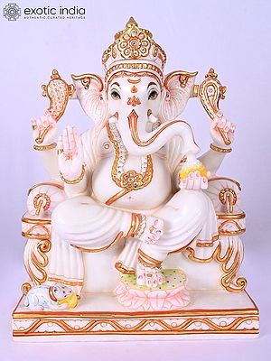 Divine Lord Ganesha Marble Sculpture
