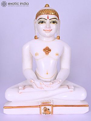 15" Marble Statue of Lord Mahavir Swami, 24th Tirthankara