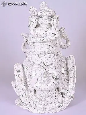 18" Lord Shiva Bust | Marble Statue | Handmade Indian Art