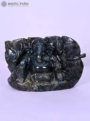 11" Seated Lord Ganesha | Gemstone Statue | Handmade Indian Art
