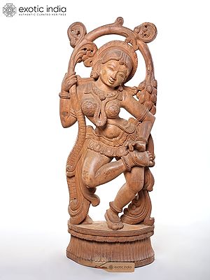 Voluptuous Lady Scratching Her Toe Wood Sculpture