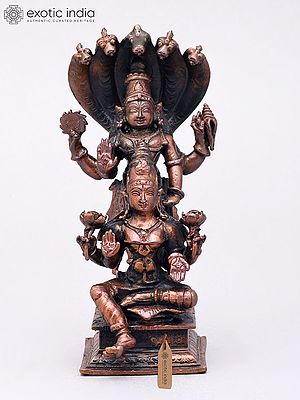 Copper Sculpture of Vishnu and Lakshmi