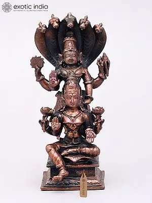 Vishnu Lakshmi Small Statue In Copper
