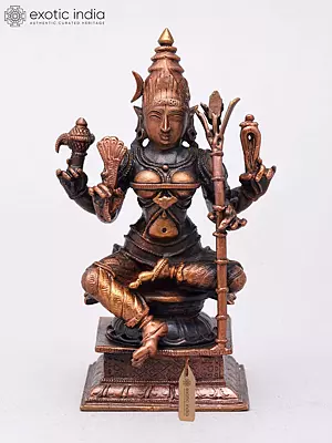 Small Tripura Sundari (Rajarajeshwari) Statue In Copper