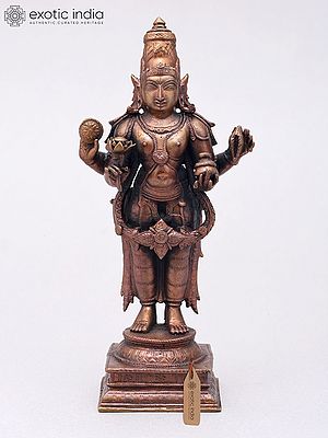 Standing Vishnu Statue In Copper
