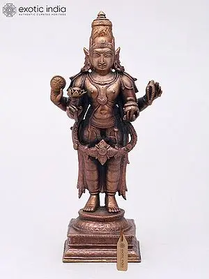 Standing Vishnu Statue In Copper