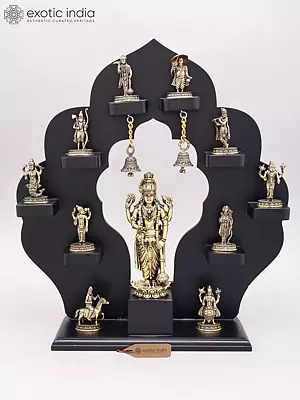 17" Superfine Dashavatara of Lord Vishnu with Designer Wood Frame
