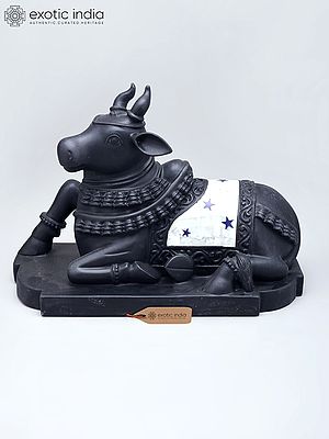 12" Black Marble Nandi Statue - Vahana of Lord Shiva