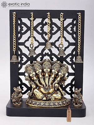 12" Panchamukhi Lord Ganesha with Designer Wood Frame