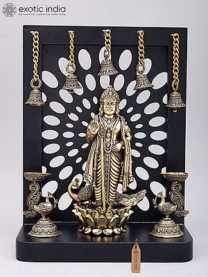 12" Standing Lord Murugan (Karttikeya) with Designer Wood Frame