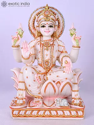 15" Goddess Lakshmi | Marble Statue | Handmade Indian Art