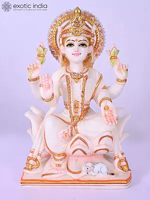 11" Goddess Lakshmi | Marble Statue | Handmade Indian Art