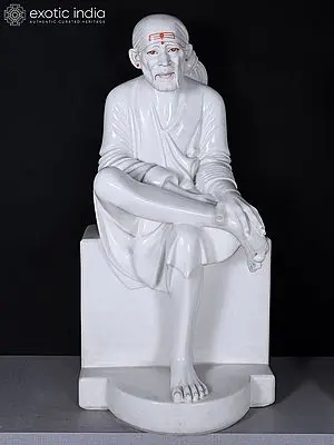 36" Sai Baba - Sufi Saint | Marble Statue | Handmade Indian Art