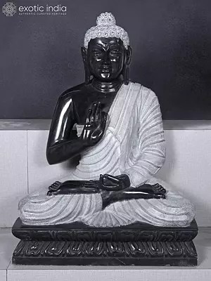 36" Great Lord Buddha - Vitark Mudra Marble Statue