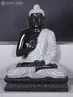 36" Great Lord Buddha - Vitark Mudra | Marble Statue | Handmade Indian Art