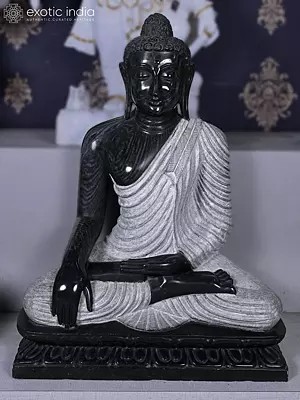 30" Great Lord Buddha Black Marble Statue