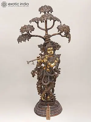 Fluting Krishna Under Flowering Tree
