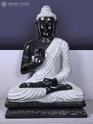 30" Lord Buddha - Vitark Mudra | Marble Statue | Handmade Indian Art
