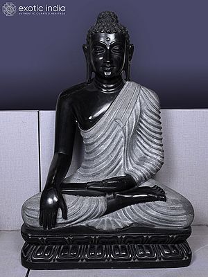 30" Lord Buddha - Bhumisparsha Mudra Marble Statue