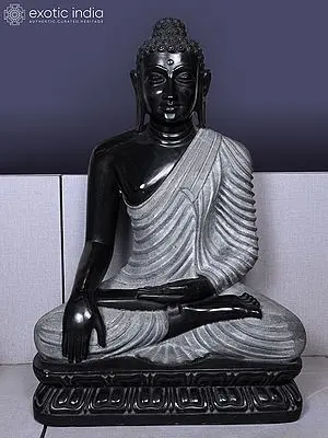 30" Lord Buddha - Bhumisparsha Mudra | Marble Statue | Handmade Indian Art