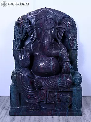 26" Blessing Lord Ganesha | Ruby Kyanite Statue | Handmade Indian Art