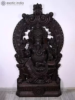 84" Lord Ganesha Wooden Statue