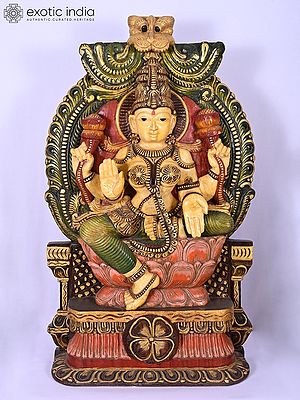 Seated Goddess Lakshmi Wood Carving
