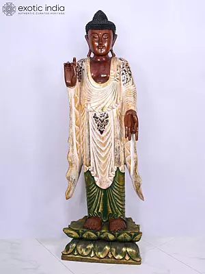 40" Lord Buddha | Wooden Statue | Handmade Indian Art