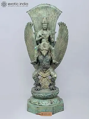 40" Vishnu On Garuda In Brass