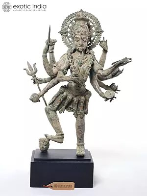 24" Dancing Mahakali in Fierce Tandava Brass Statue